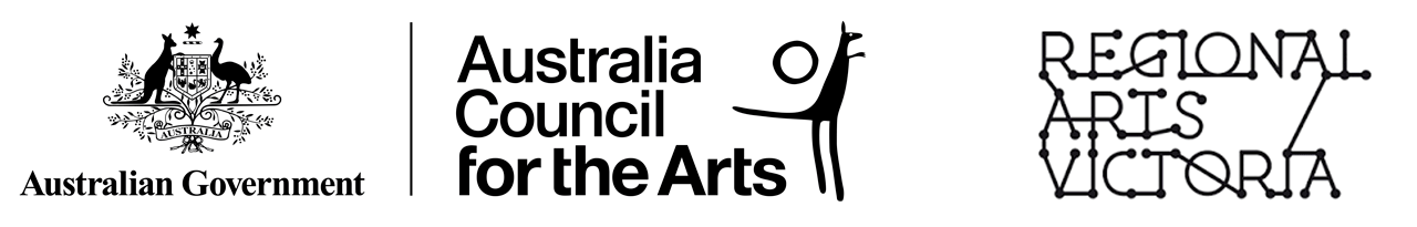Logos of supporting bodies: The Australia Council for the Arts and Reginal Arts Victoria